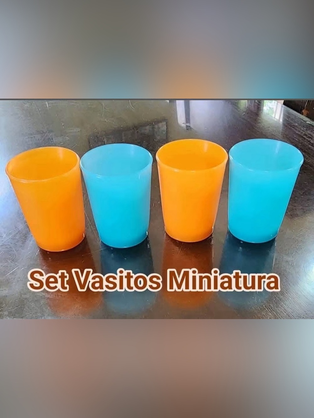 Tupperware Mini Tumblers Set of 4 Solid Orange & Aqua Blue Colors 1/4 Cup New